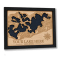 Custom 3D Wood Lake Map | Personalized Laser Engraved Lake Wall Art