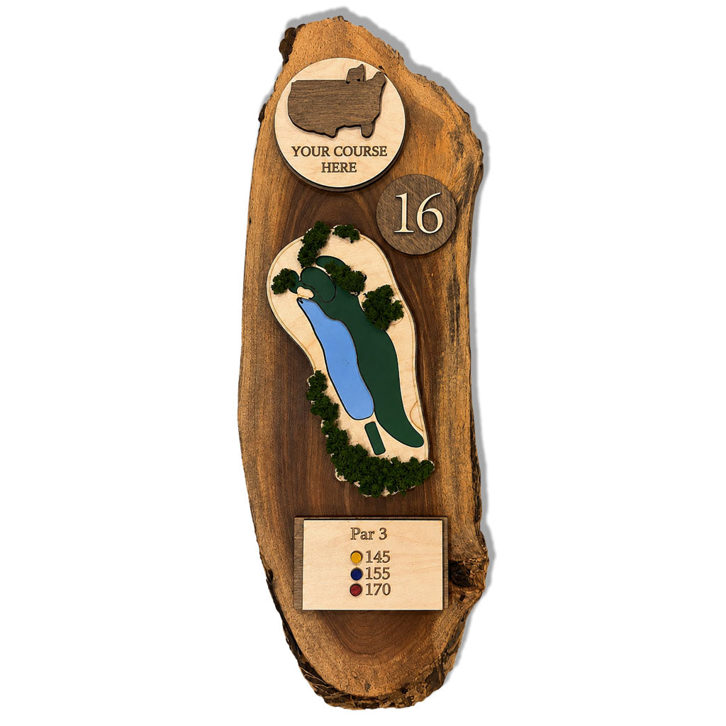 Straight Vertical Slab - Custom Golf Hole Wood Plaque – Personalized Course Art